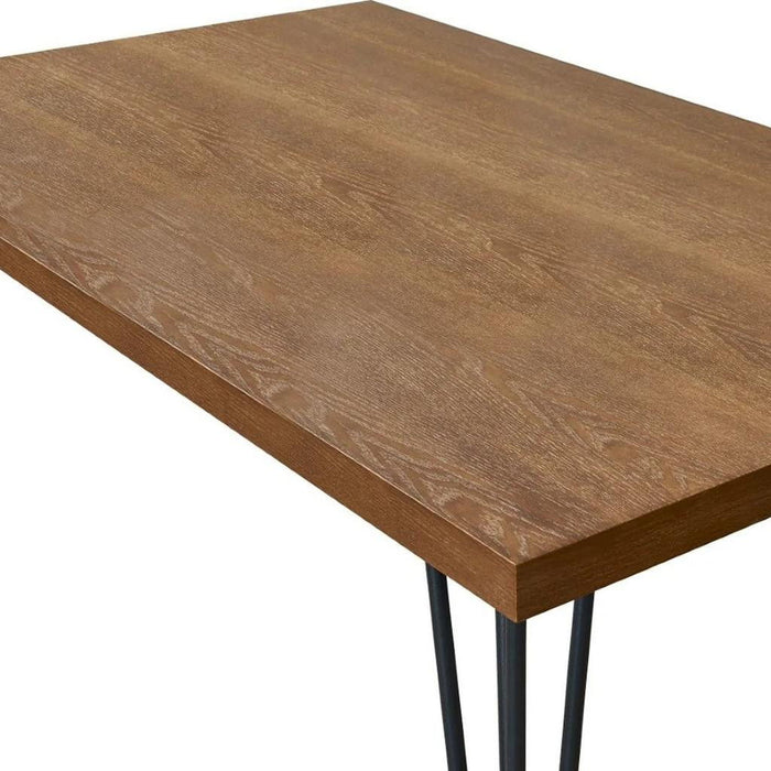 63" Wood And Metal Dining Table - Brown
