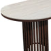 Chintaly Aurora 5-piece oval dining set with ceramic top and double pedestal steel base in matte beige and walnut finish