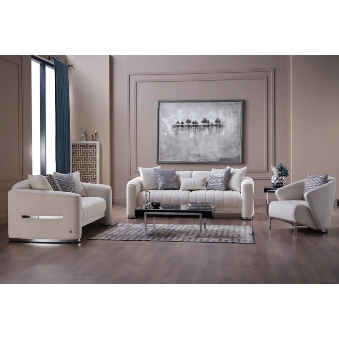 Bellona Venice Living Room Set - MERIT CREAM PLAIN