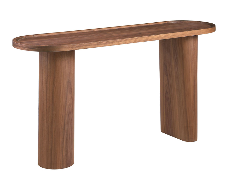 Modern All-Wood Sofa Table | Walnut Veneer Console Table with Oval Top
