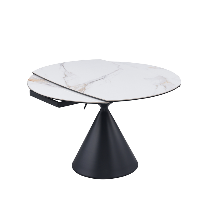 JUNIPER Contemporary Motion Extendable Dining Table | Ceramic Top with Steel Base
