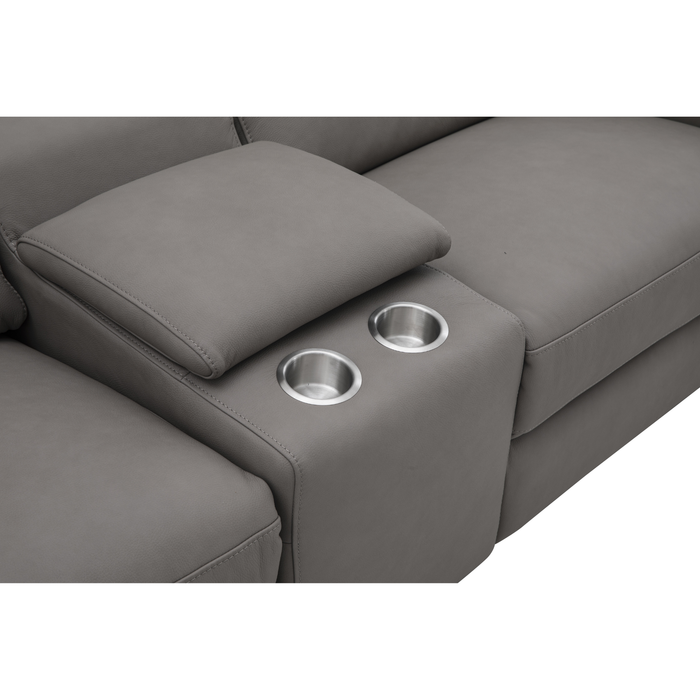 J & M Furniture Picasso Love Seat In Truffle with Console