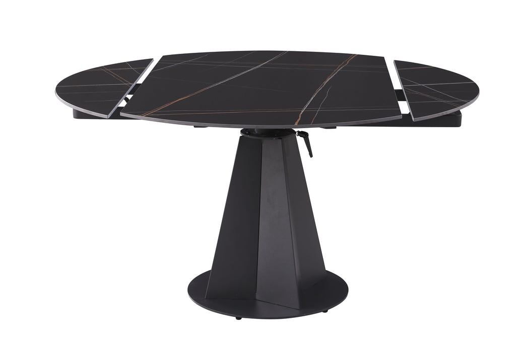 JOCELYN Contemporary Motion Extendable Dining Table | Matte Black with Steel Base