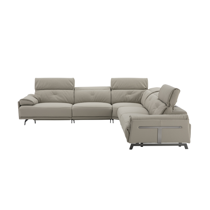J & M Furniture Dolce Vita Reclining Sectional in Milk Tea