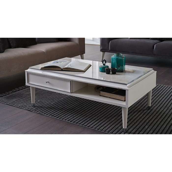 Ballona Gravita  Coffee Table - Grv.Mar /Ivory Leg