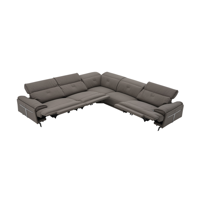 J & M Furniture Dolce Vita Reclining Sectional in Brownie