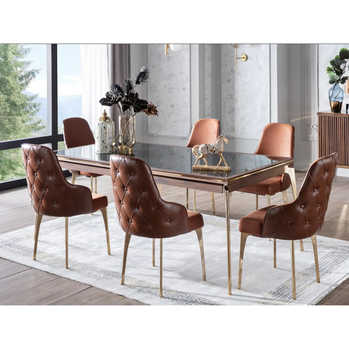 Bellona Montego Dining Room Set Table, 6 Chairs, Buffet and Mirror