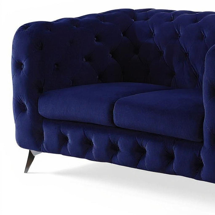Velvet Loveseat - Blue / Silver