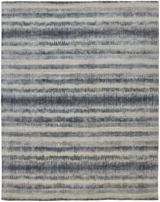 8' x 10' Abstract Hand Woven Area Rug - Ivory And Blue