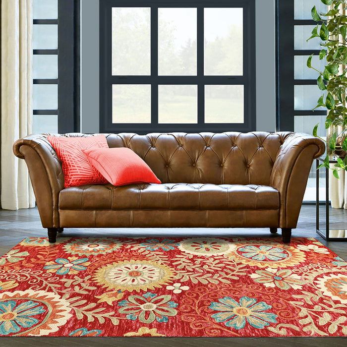 8' x 10' Wool Medallion Tufted Handmade Stain Resistant Area Rug - Rust