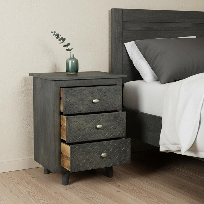 30" Three Drawer Nightstand - Gray