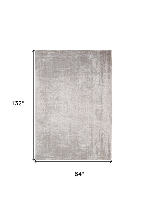8' x 11' Chevron Non Skid Area Rug - Gray And White