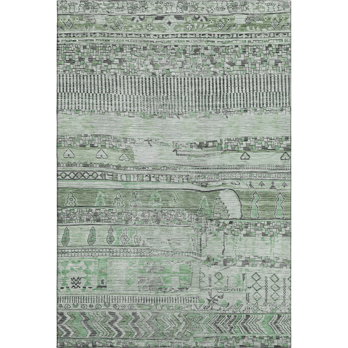10' X 14' Striped Washable Area Rug With UV Protection (705221) - Sage / Gray