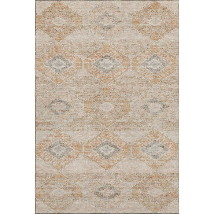 10' X 14' Geometric Washable Area Rug With UV Protection (705995) - Copper / Gray