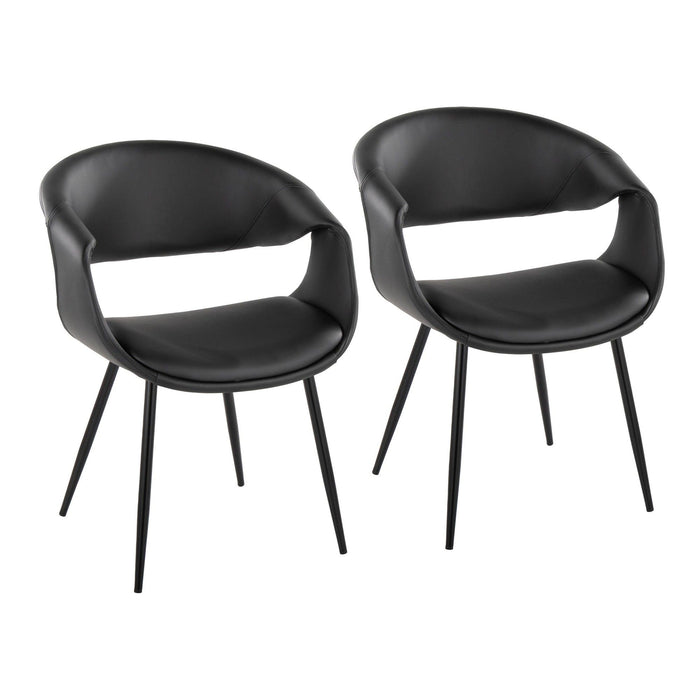 Curvo - Upholstered Chair (Set of 2) - Black Metal Legs