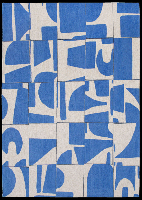 9' X 13' Geometric Washable Area Rug (551960) - Blue / White