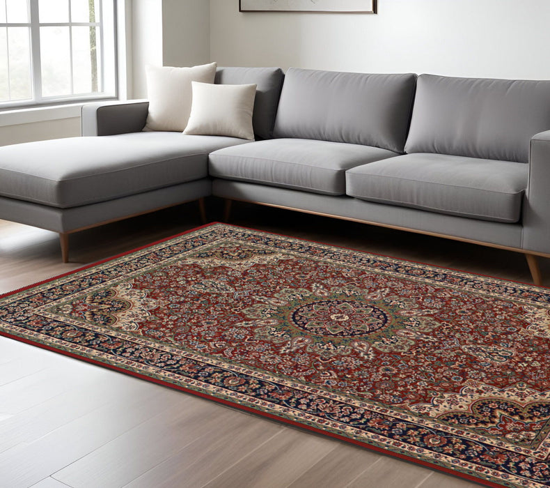 8' X 11' Oriental Area Rug - Red And Blue