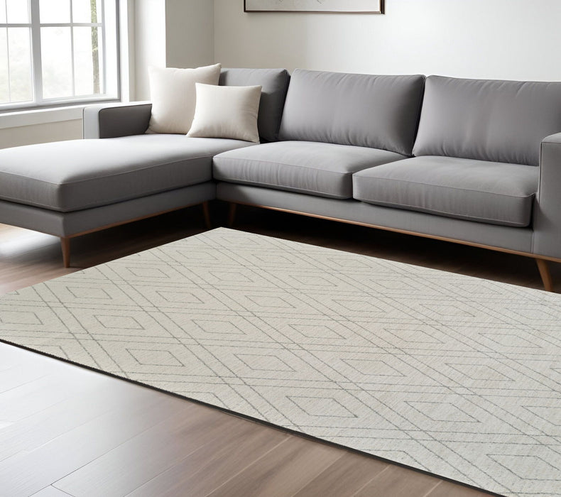 8' x 11' Abstract Non Skid Area Rug - Beige And Gray