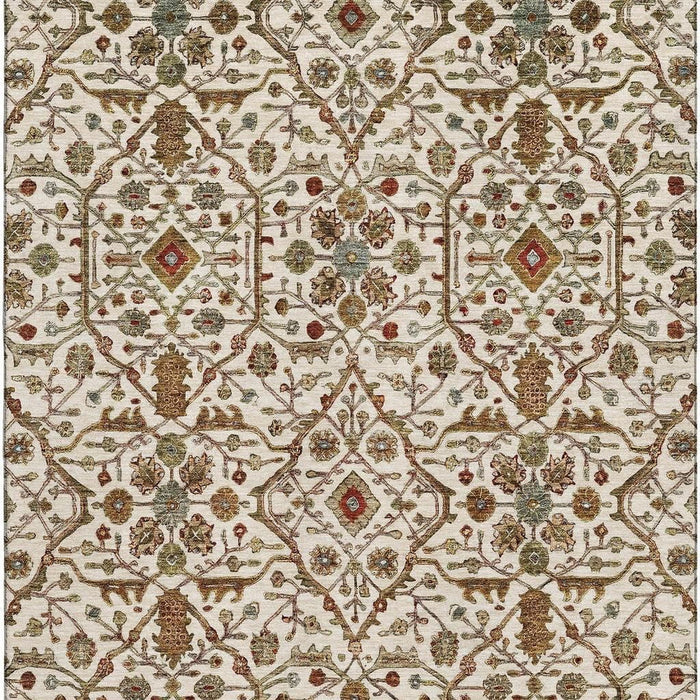 10' X 14' Oriental Washable Area Rug With UV Protection (685468) - Ivory / Red / Gold