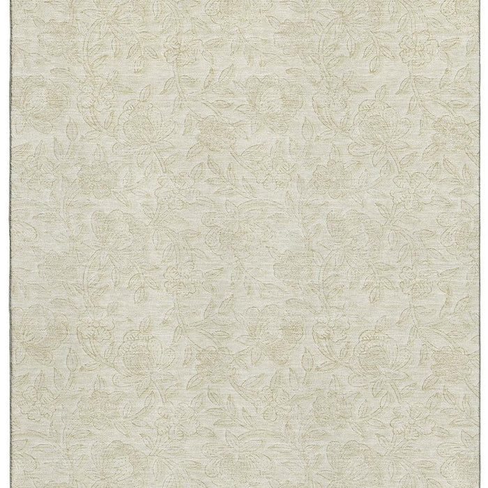 10' X 14' Floral Washable Area Rug With UV Protection - Ivory And Beige