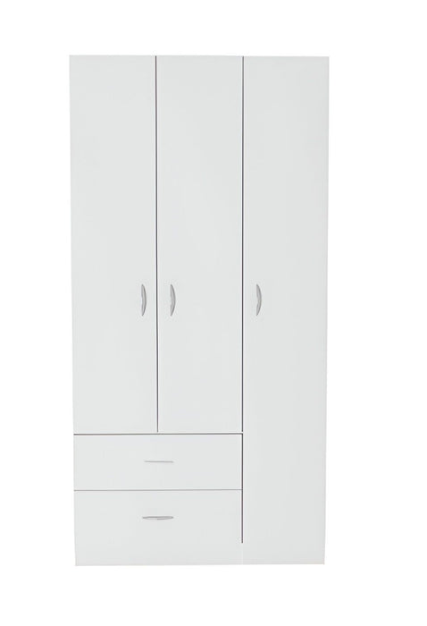 71" Modern Three Door Two Drawer Combo Dresser - White