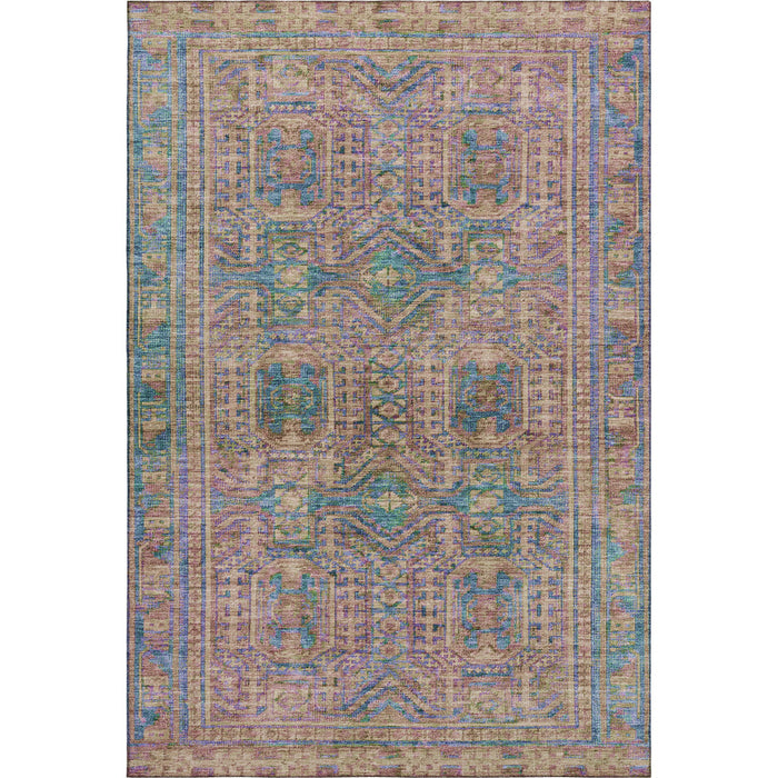 10' X 14' Geometric Washable Area Rug With UV Protection (708121) - Orange / Teal