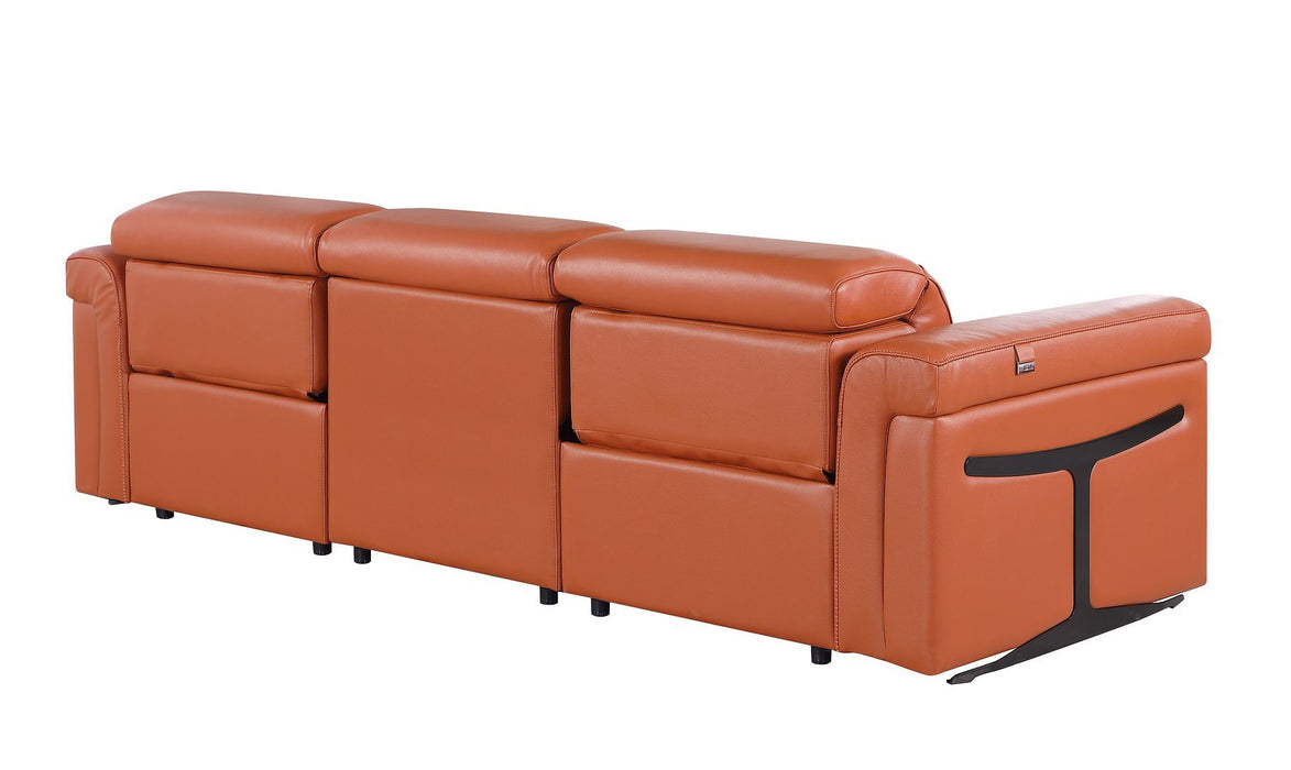 Top Grain Leather Reclining Metal USB Sofa (720362) - Camel