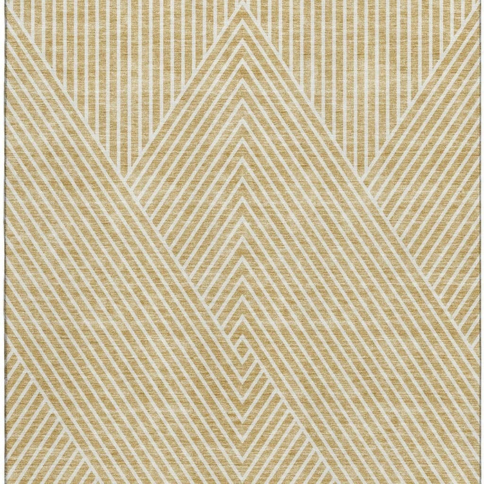 10' X 14' Geometric Washable Area Rug With UV Protection (674652) - Gold / Ivory