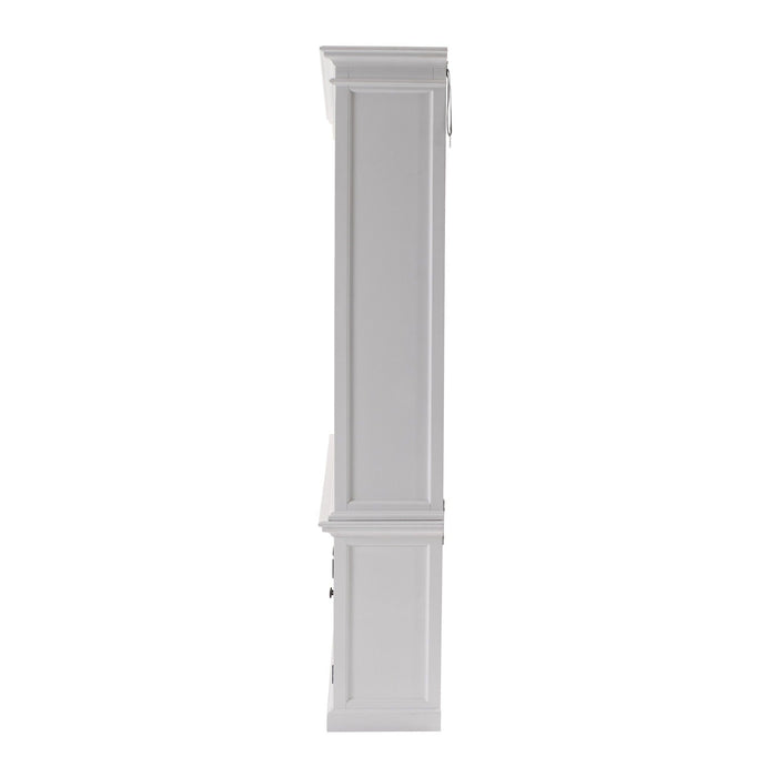Solid Wood Frame Dining Hutch With Multiple Shelves And Three Drawers - White