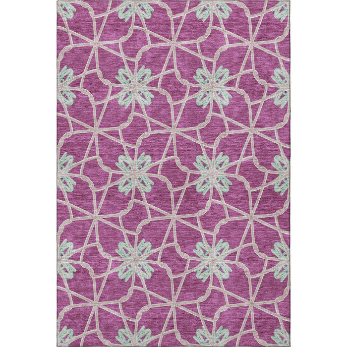 10' X 14' Geometric Washable Area Rug With UV Protection (675912) - Blush / Ivory / Beige