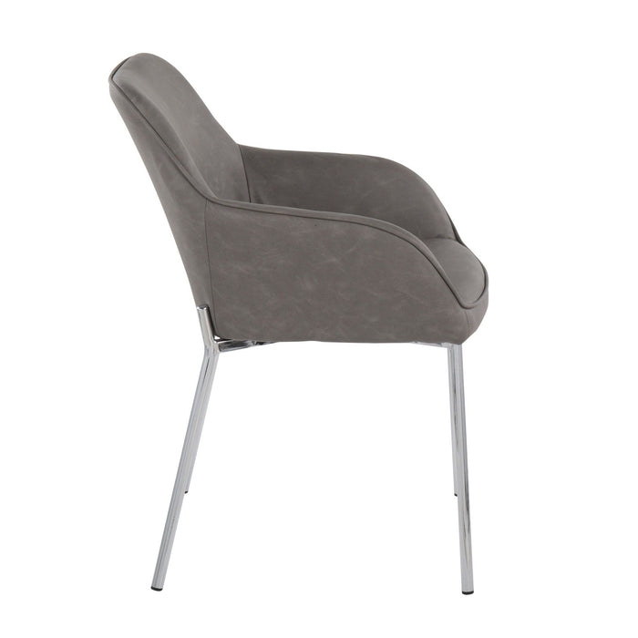 Daniella - Dining Chair (Set of 2) - Chrome Steel And Gray Faux Leather