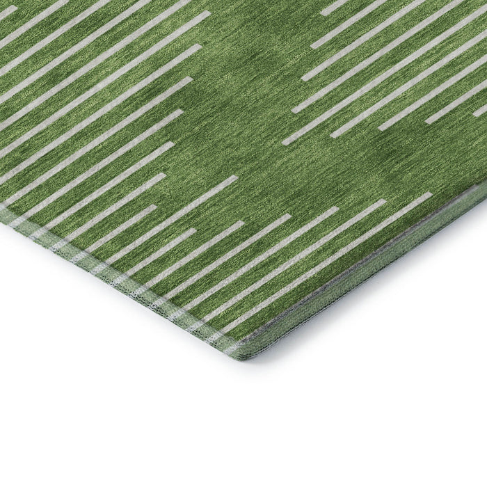 10' X 14' Geometric Washable Area Rug With UV Protection (679726) - Green / Ivory