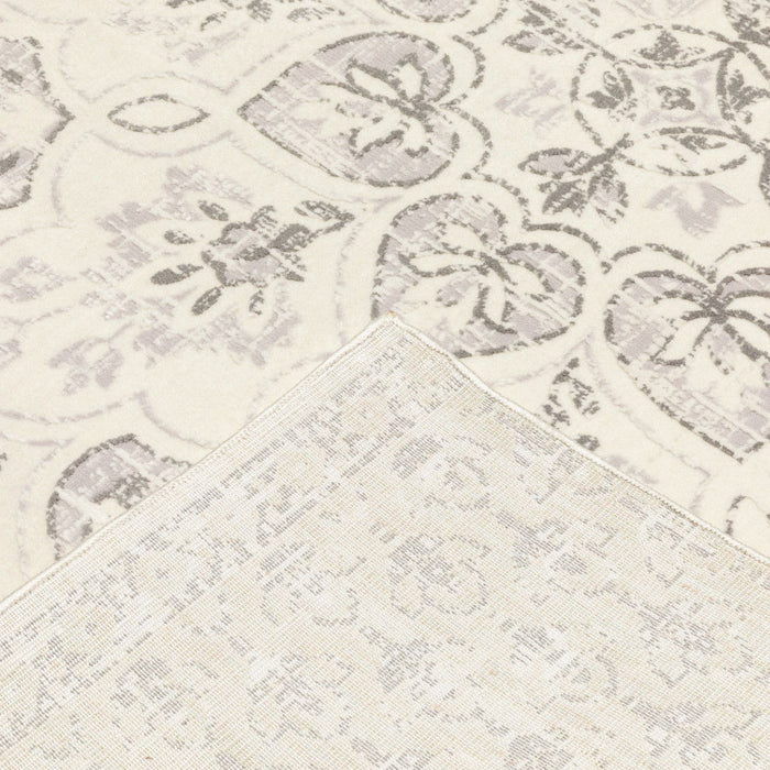 10' x 13' Floral Power Loom Stain Resistant Area Rug - Ivory And Gray