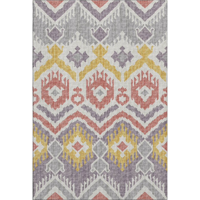 10' X 14' Tribal Washable Area Rug With UV Protection (644790) - Purple / Ivory / Gold