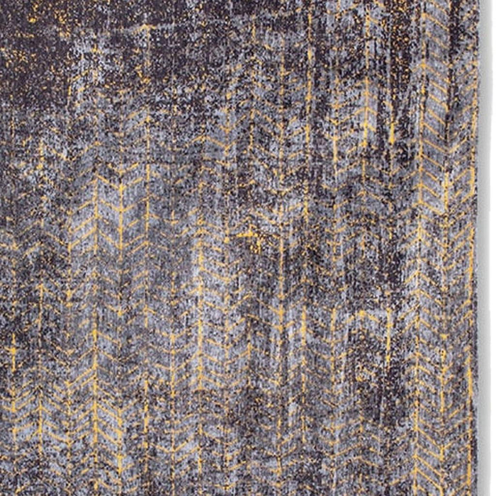 6' X 8' Chevron Washable Area Rug (548414) - Black / Gold