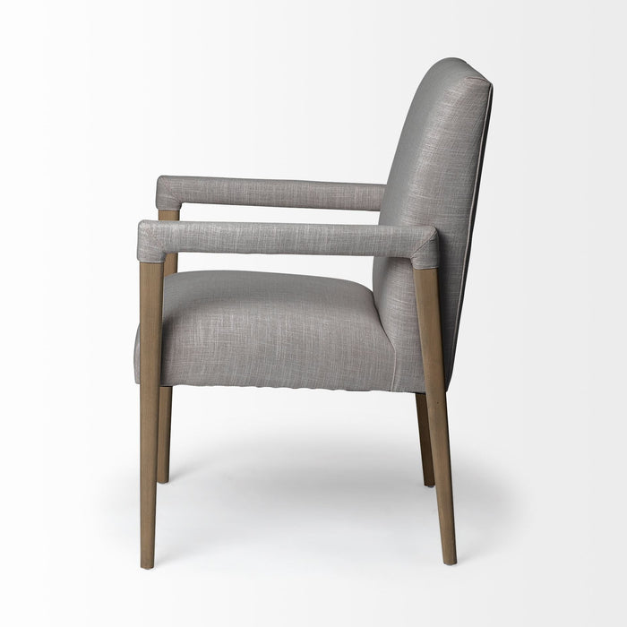 Upholstered Fabric King Louis Back Dining Arm Chair - Gray