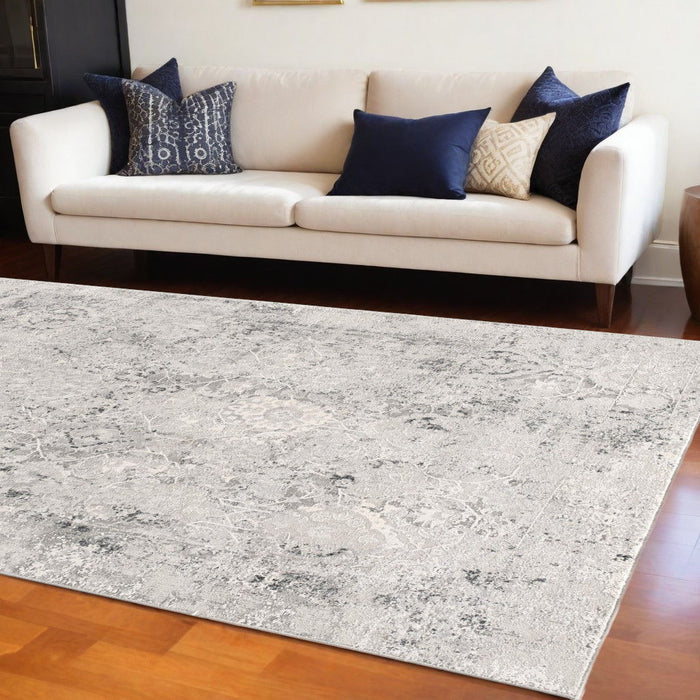 6' x 9' Abstract Viscose Area Rug - Gray And Ivory