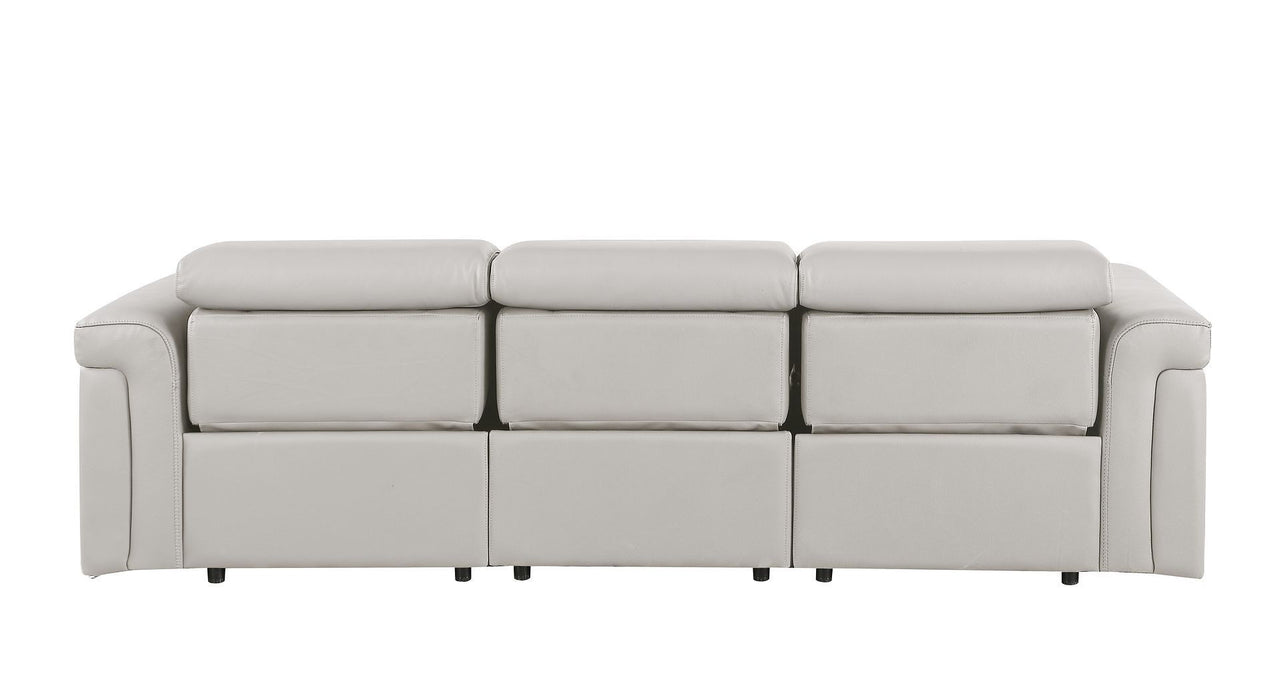Top Grain Leather Reclining Metal USB Sofa (720360) - Light Gray