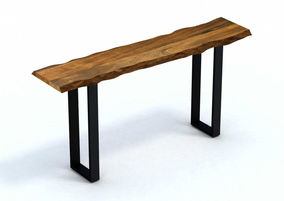 Solid Wood Distressed Sled Console Table - Brown And Black