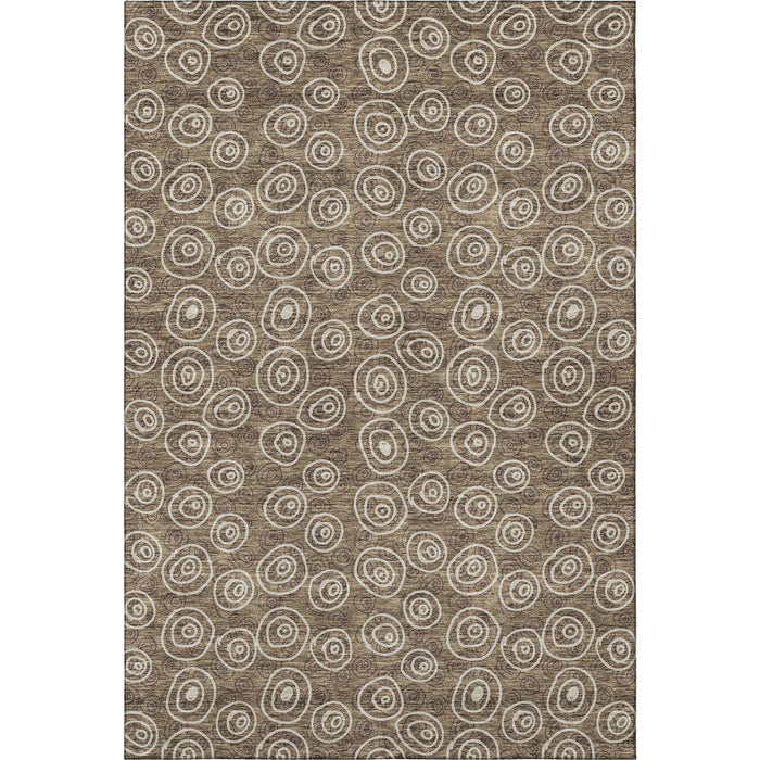 9' X 12' Polka Dot Washable Area Rug With UV Protection - Brown And Ivory