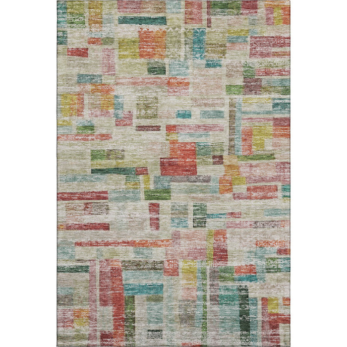 10' X 14' Striped Washable Area Rug With UV Protection (684082) - Rust / Orange / Green / Teal