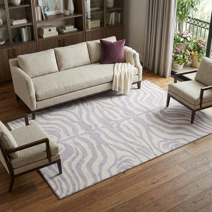 10' X 14' Animal Print Washable Area Rug With UV Protection (681779) - Lavender / Ivory
