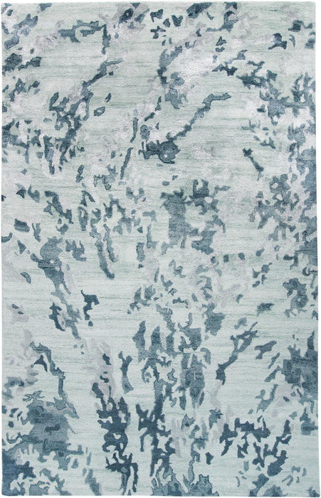 5' x 8' Abstract Tufted Handmade Area Rug - Blue Green And Silver