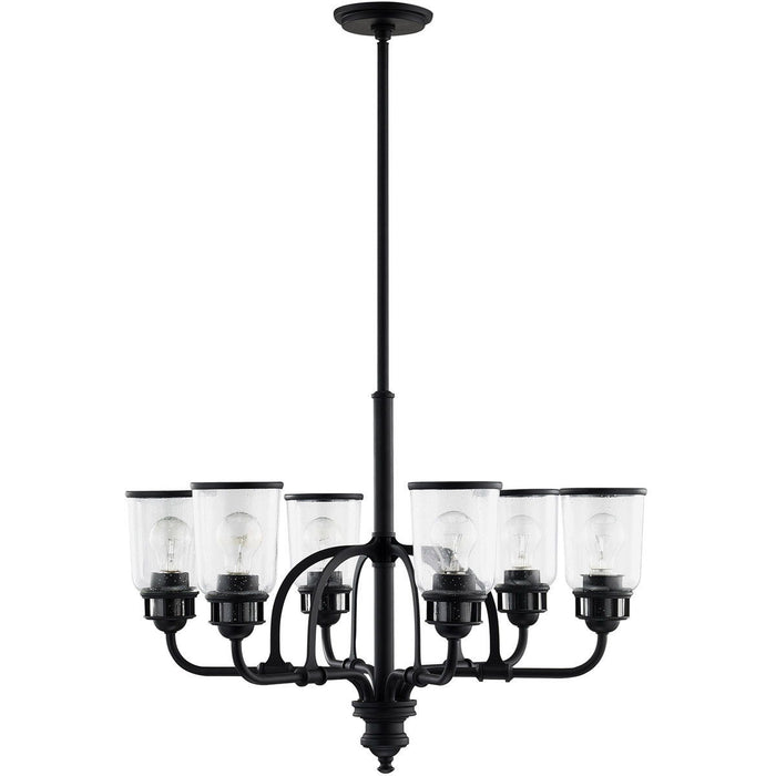 27'' Six Light Dimmable Chandelier With Shades - Black