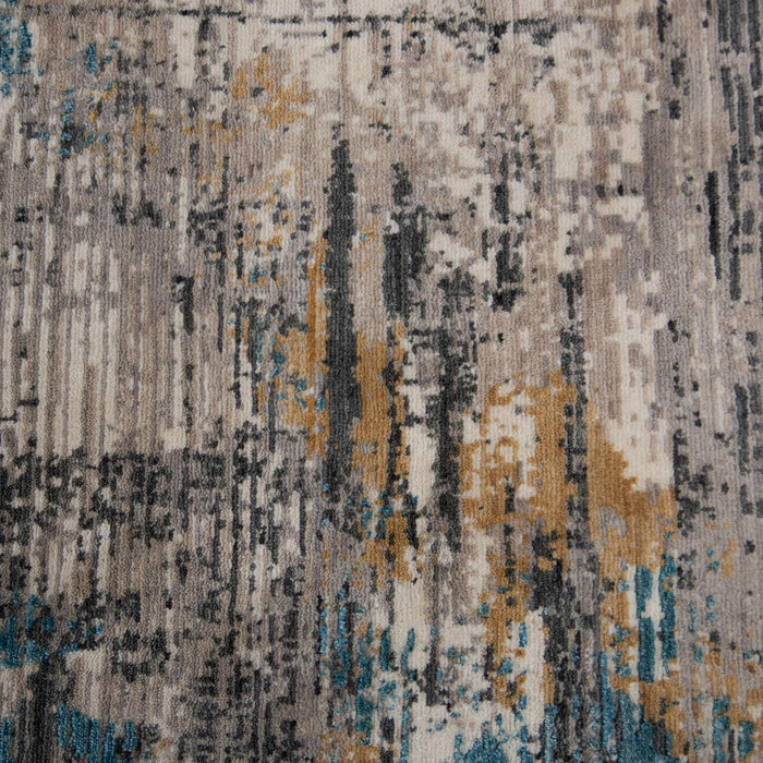 8' X 10' New Zealand Lambs Wool Abstract Hand Carved Handmade Area Rug (747609) - Gray / Black / Yellow / Blue / Ivory