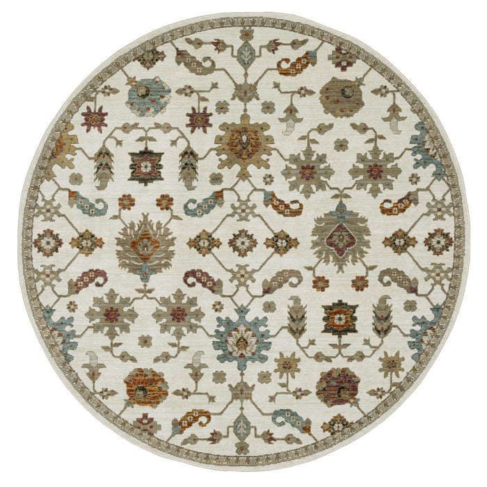 8' Oriental Round Rug - Ivory
