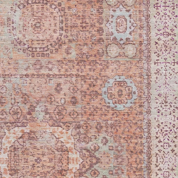 10' X 14' Oriental Washable Area Rug With UV Protection (699776) - Orange / Gray