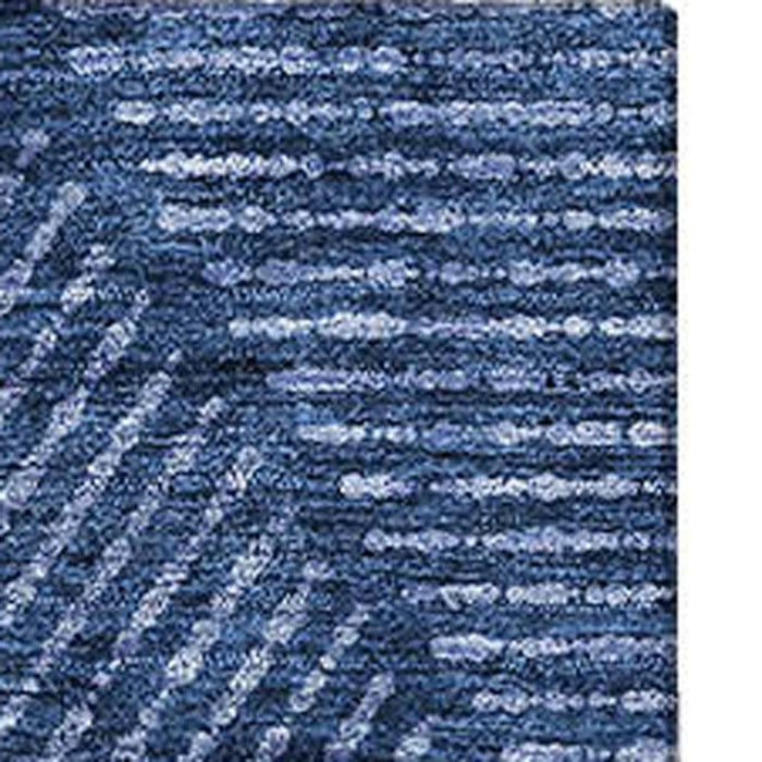 10' X 14' Geometric Washable Area Rug With UV Protection - Navy Blue And Ivory