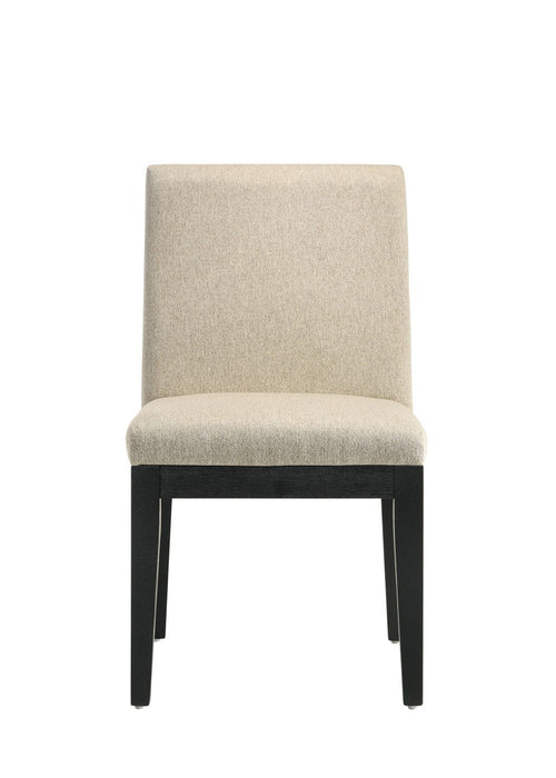 Upholstered Fabric Dining Side Chairs (Set of 2) - Beige / Black