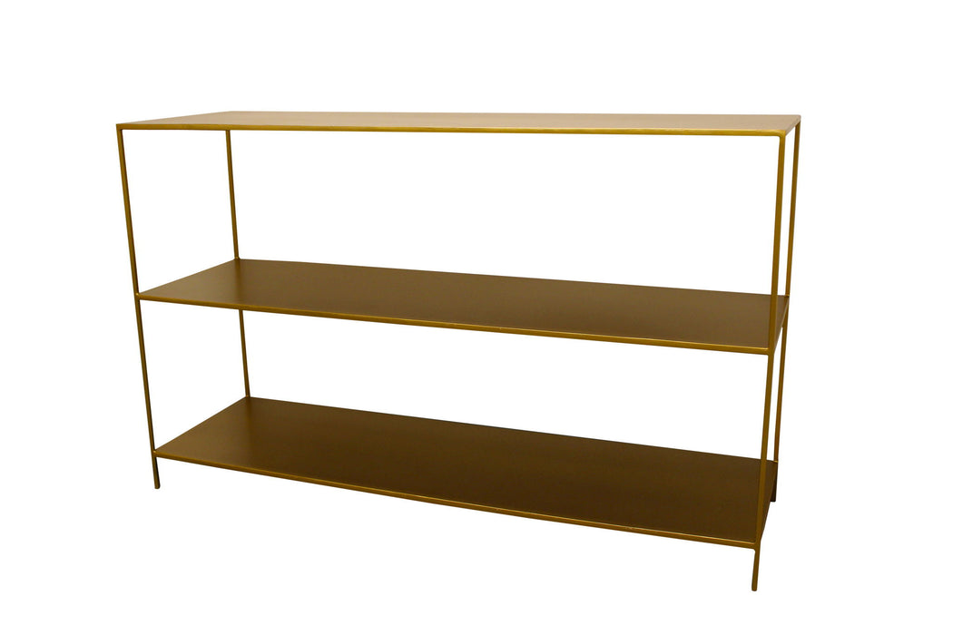 Iron Console Table With Shelves - Brass